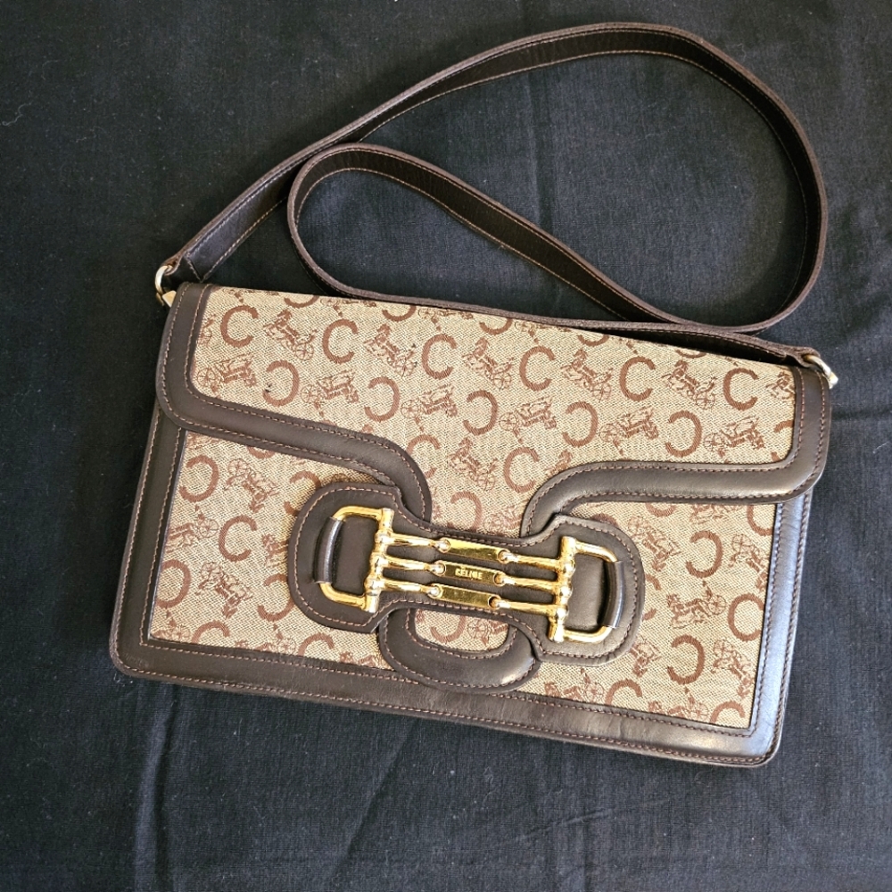 RARE AUTHENTIC Vintage Celine Tripple horsebit logo .
